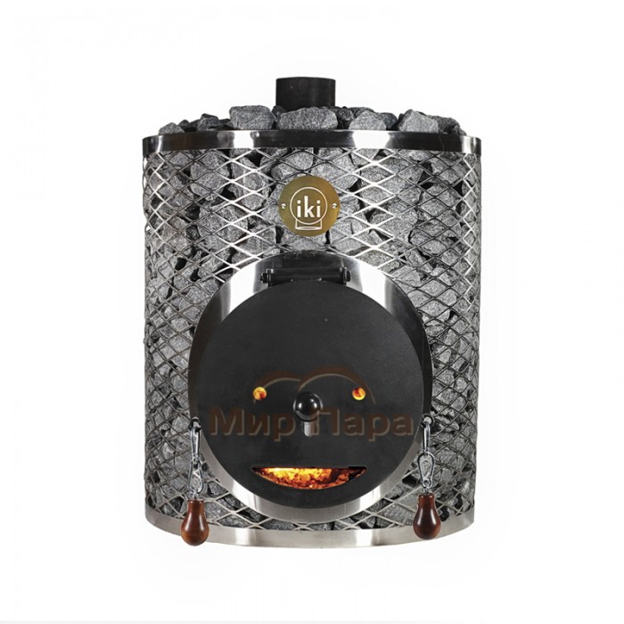 Дровяная печь для бани IKI Original со стальной дверцей смайл