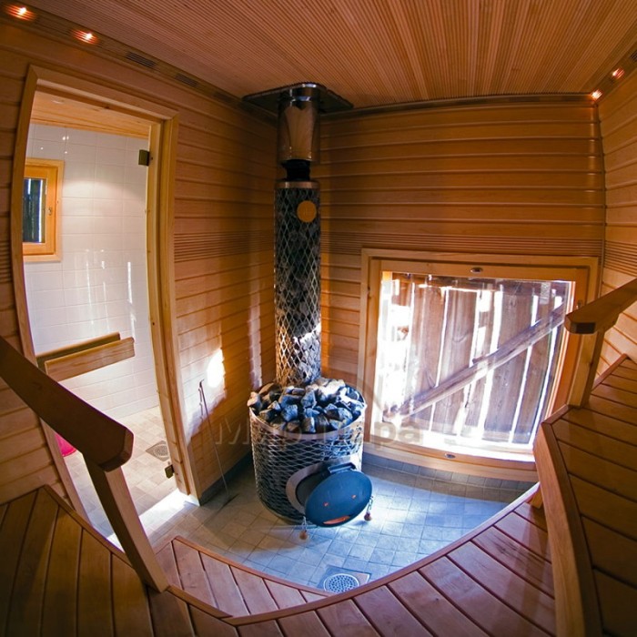 Дровяная печь для бани IKI Original со стальной дверцей смайл