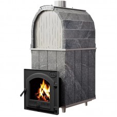 VVD Калита Арочная Pro Талькохлорит (дверца чугунная, с панорамным стеклом)