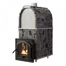 VVD Калита Арочная Pro Серпентенит Премиум (дверца чугунная, с панорамным стеклом)