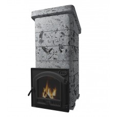 VVD Сударушка Семейная РК без фасок Серпентинит Премиум (чугунная дверь с панорамным стеклом)