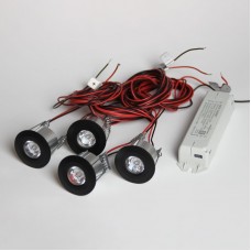 Комплект из 4-х светильников Контакт Плюс с драйвером на 4 светильника (черный цвет, 3000 K) для паровой бани