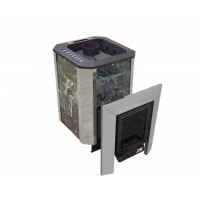 Печь для бани Пегас 16 нерж стекло в камне змеевик