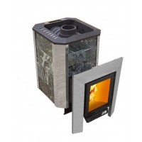 Печь для бани Пегас 22 чугун со стеклом в камне змеевик