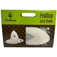 Комплект банный подарочный (шапка, рукавица, коврик) войлок белый