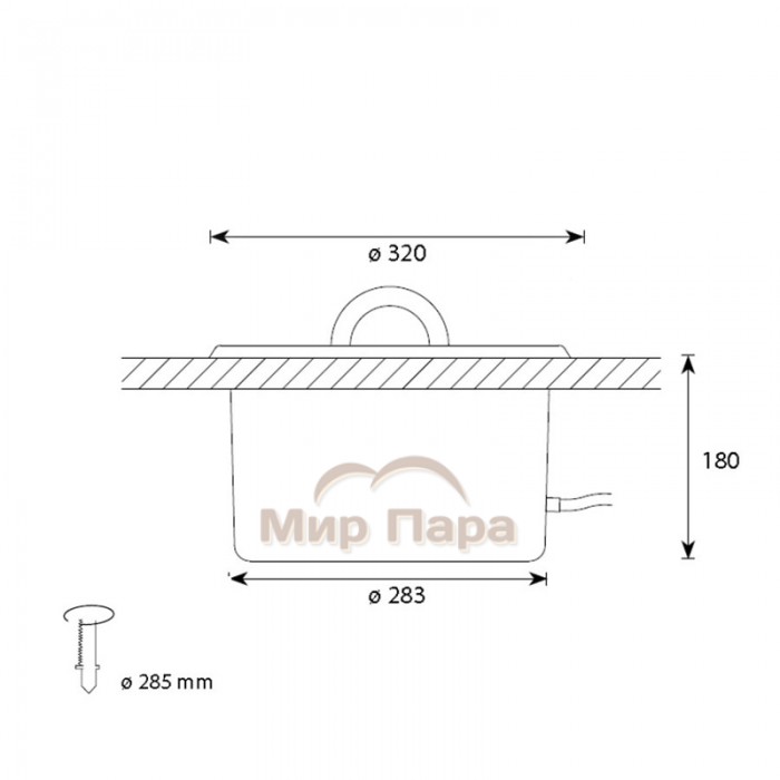 Шайка Cariitti IB320 с внешней подсветкой и клапаном, под оптоволокно