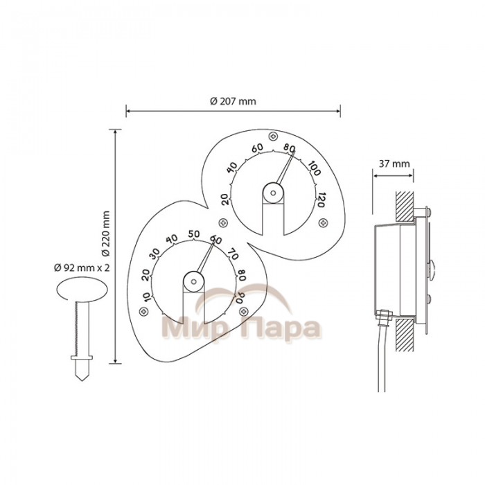 Термометр-гигрометр для сауны Cariitti белый