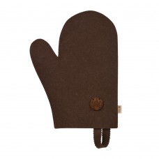 Рукавица коричневая с деревянным логотипом Банные Штучки (войлок)