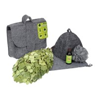 Набор банный 6 предметов (портфель, веник, шапка, коврик, мочалка, ароматизатор)