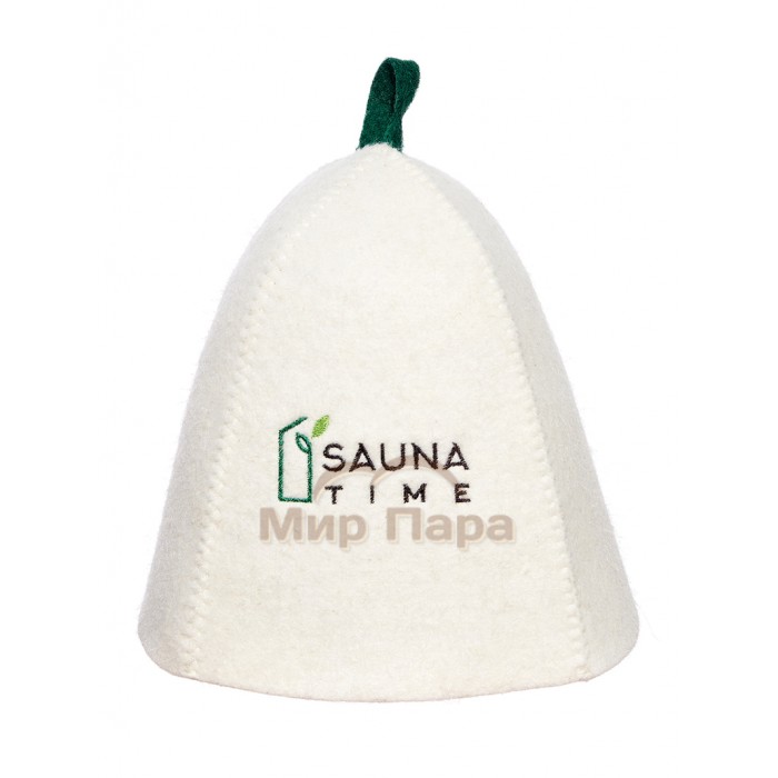 Шапка банная с вышивкой «Sauna time» войлок белый