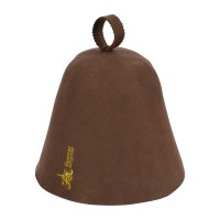 Шапка бесшовная коричневая с вышивкой Банные Штучки