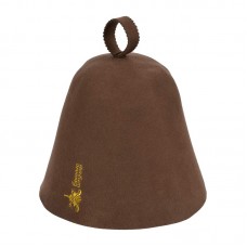 Шапка бесшовная коричневая с вышивкой Банные Штучки