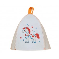 Шапка банная с принтом «Лошадка со звёздочками» войлок белый синтетический
