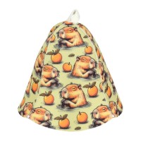 Шапка для бани и сауны с орнаментом «Капибара» войлок