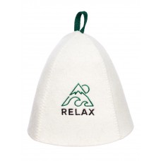 Шапка банная с вышивкой «Relax» войлок белый