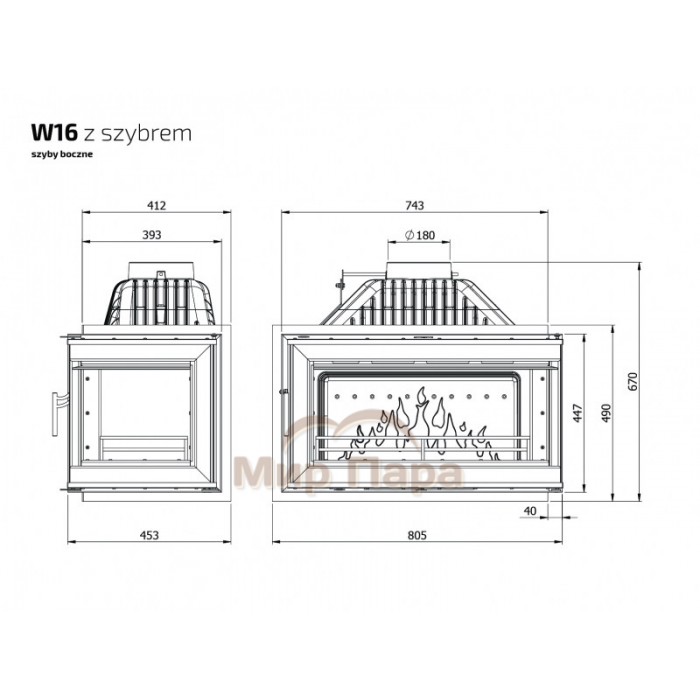 Каминная топка KawMet W16 (14.7 kW) PB Каминная топка KawMet W16 (14.7 kW) PB
