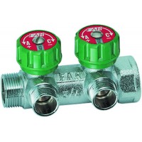 Регулирующий коллектор FAR 1" (ВР-НР) с 2 отв. 1/2" НР плск.упл. (FK 3821 112TP)