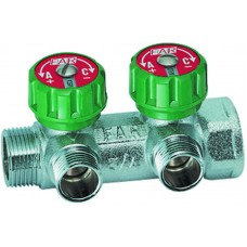Регулирующий коллектор FAR 1" (ВР-НР) с 2 отв. 1/2" НР плск.упл. (FK 3821 112TP)
