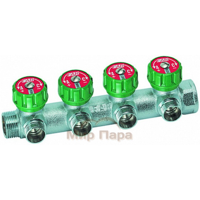Регулирующий коллектор FAR 1" (ВР-НР) с 4 отв. 1/2" НР плск.упл. (FK 3824 112TP)