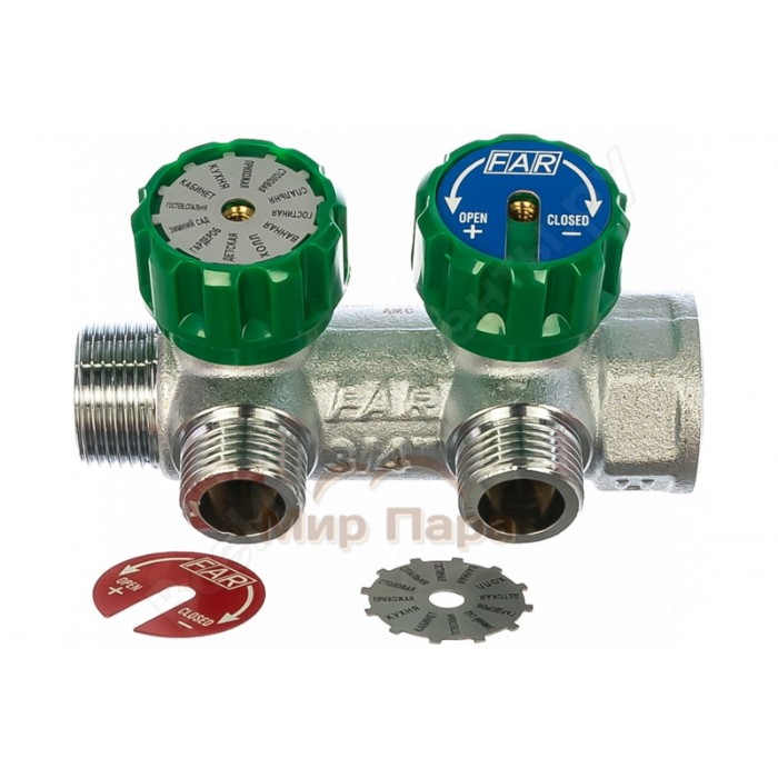 Регулирующий коллектор FAR 1" (ВР-НР) с 4 отв. 1/2" НР плск.упл. (FK 3824 112TP)