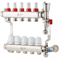 Распределительный коллектор из нержавеющей стали 1x3/4" со встроенными расходомерами AV Engineering AVE136