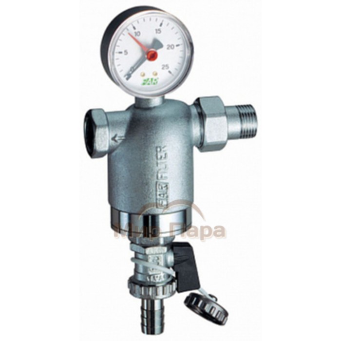 Фильтр 1/2" НР-BР, с манометром, 300мкм, Max: 95 °C, 25 бар FAR FA 3946 12