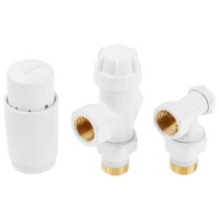 Комплект кранов для радиаторов 1/2" осевой Белый AV Engineering (AVE32012W)