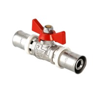 Кран шаровой с двумя переходами на пресс Valtec 16 мм (VT.243.N)