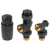 Комплект кранов для радиаторов 1/2" осевой Черный AV Engineering (AVE32012B)