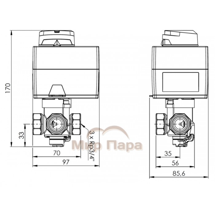 Комплект Afriso ARV382+ARM343 3/4" кvs 6,3 (13 382 54)