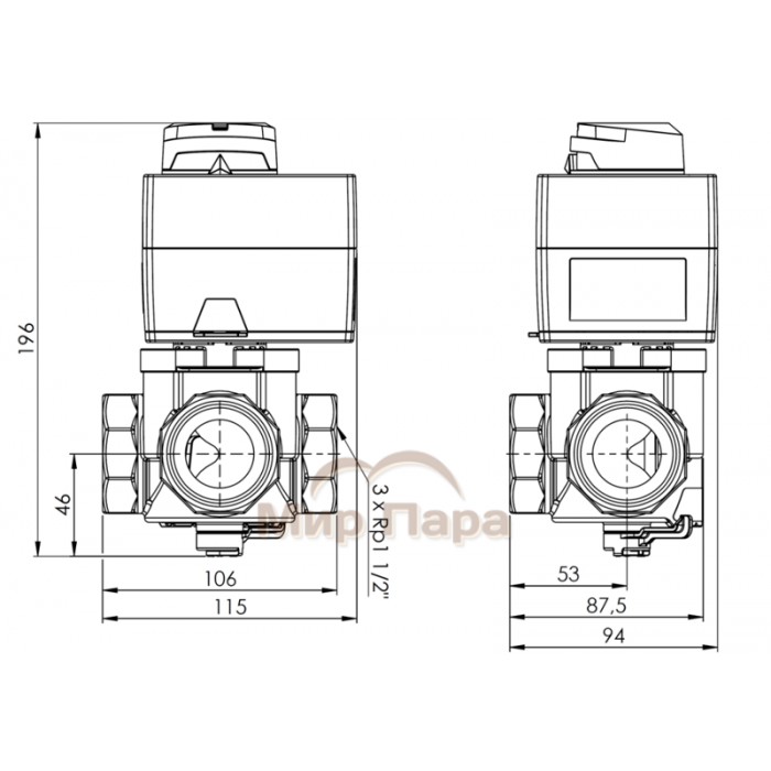 Комплект Afriso ARV386+ARM343 1 1/2" кvs 25 (13 386 54)