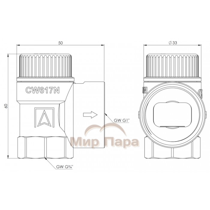 Предохранительный клапан Afriso для бойлеров ГВС MSW, 8 бар, ВР3/4" x ВР1" (42 426)