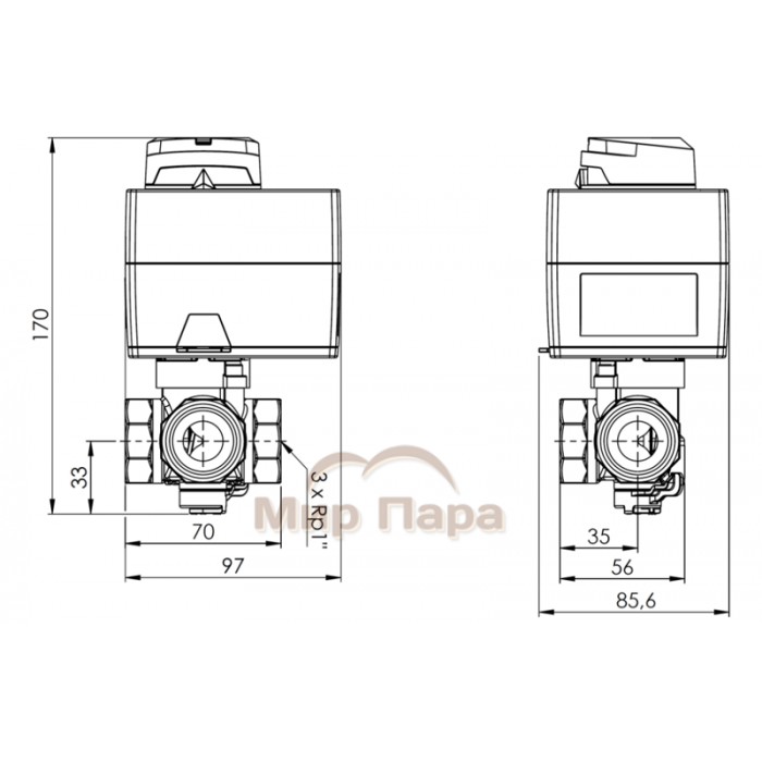 Комплект Afriso ARV384+ARM343 1" кvs 10 (13 384 54)