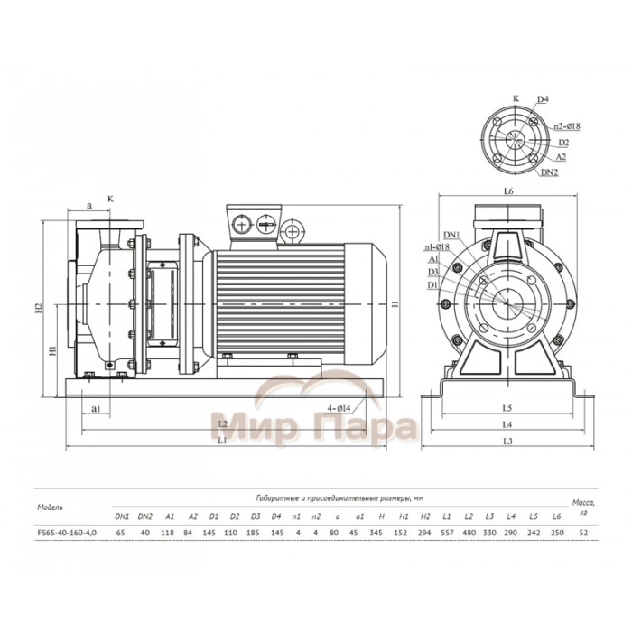 Консольно-моноблочный насос UNIPUMP FS65-40-160-4.0