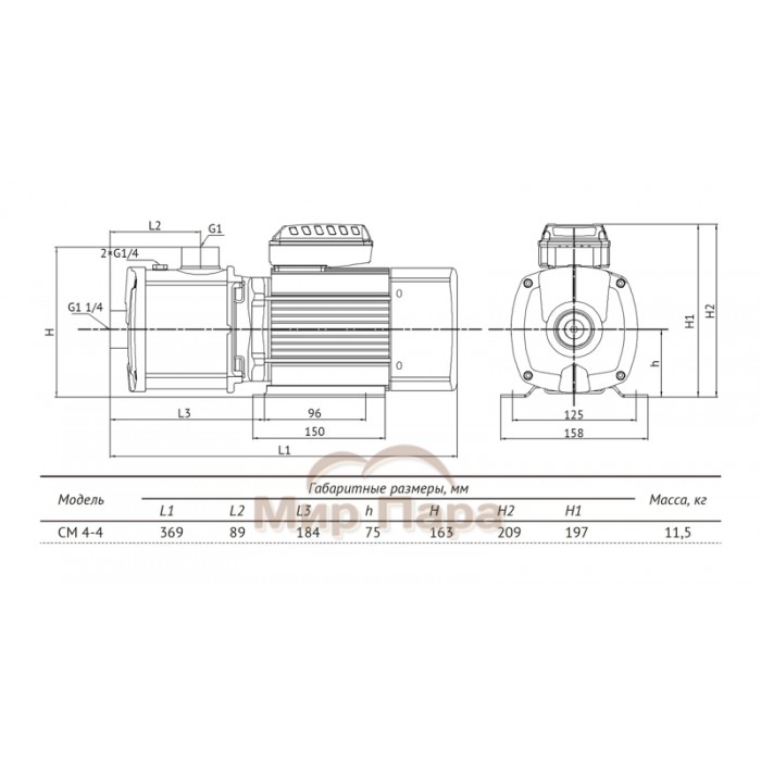 Многоступенчатый горизонтальный насос UNIPUMP CM 4-4