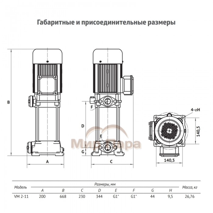 Насос UNIPUMP VM 2-11 центробежный вертикальный многоступенчатый