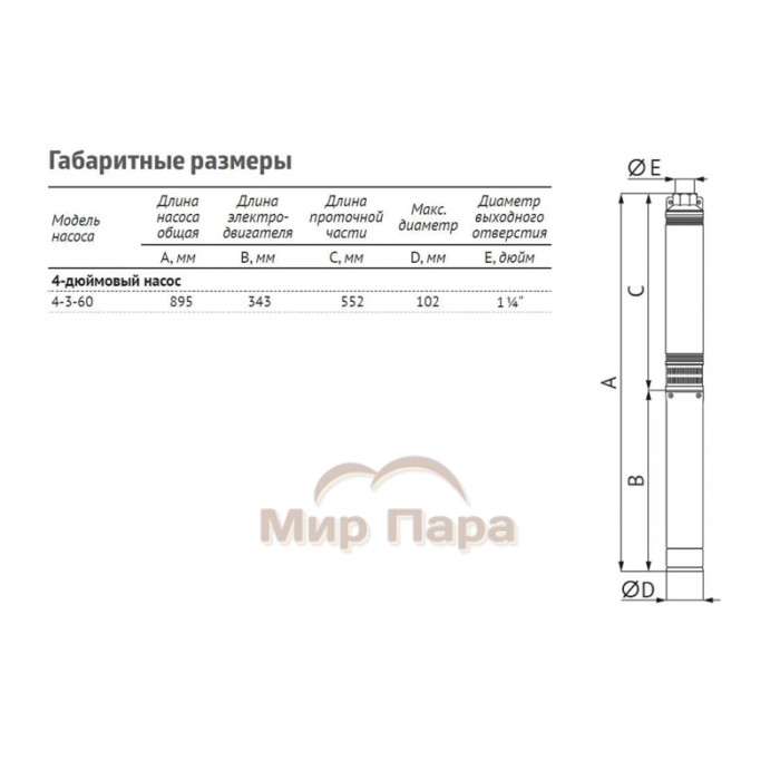 Насос погружной скважинный Unipump ЭЦВ 4-3-60