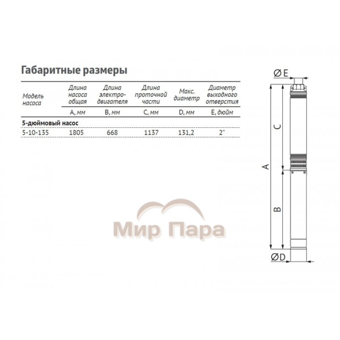 Насос погружной скважинный Unipump ЭЦВ 5-10-135