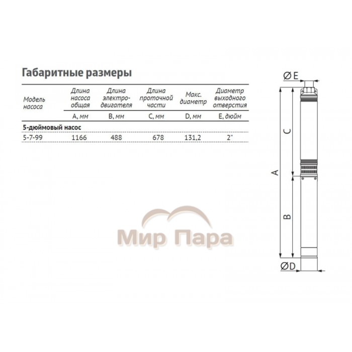Насос погружной скважинный Unipump ЭЦВ 5-7-99