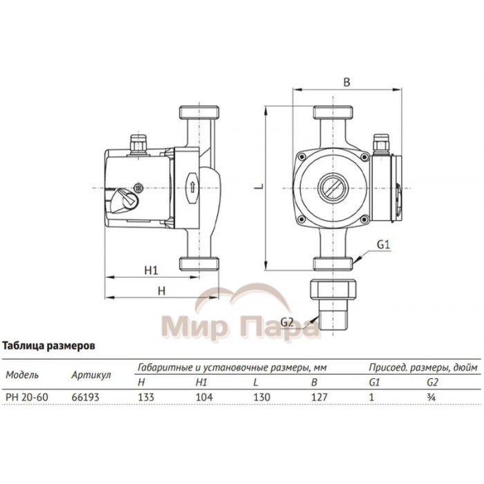 Насос циркуляционный Unipump PН 20-60 130