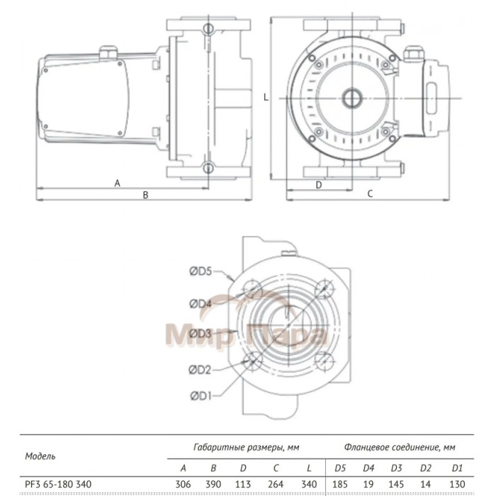 Насос циркуляционный Unipump PF3 65-180 340 3-х скоростной