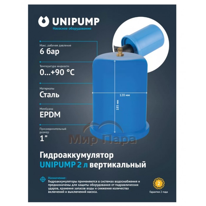 Гидроаккумулятор UNIPUMP 2л