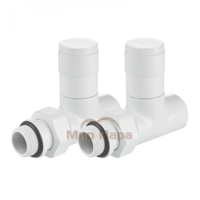 Набор дизайн-вентилей Royal Thermo PIANO, прямой (белый) 1/2"