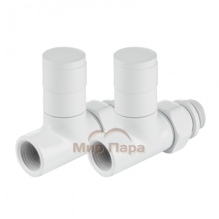 Набор дизайн-вентилей Royal Thermo PIANO, прямой (белый) 1/2"