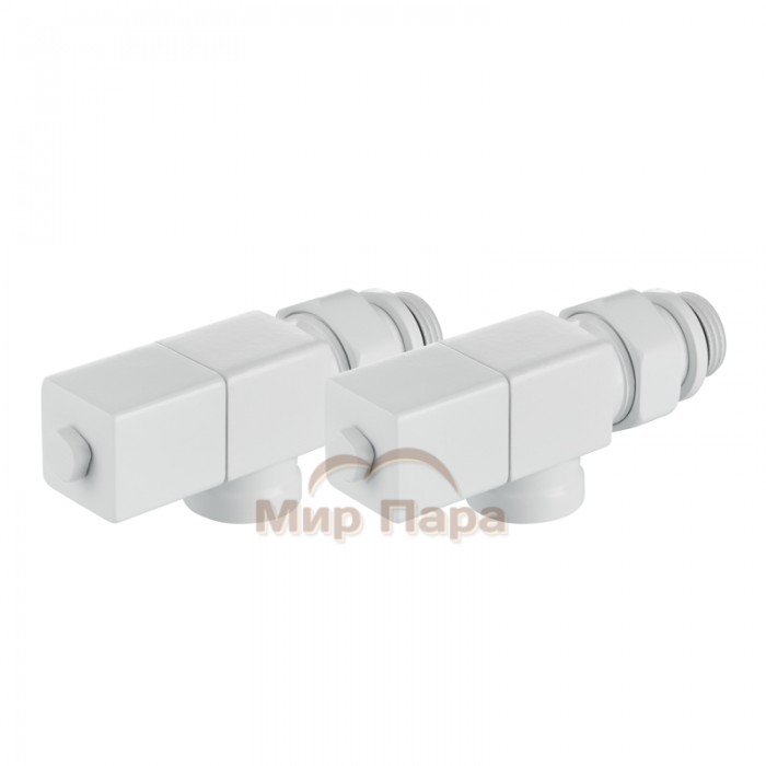 Набор дизайн-вентилей Royal Thermo CUBE, осевой (белый) 1/2"