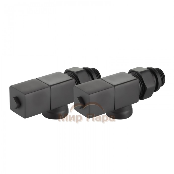 Набор дизайн-вентилей Royal Thermo CUBE, осевой (черный) 1/2"