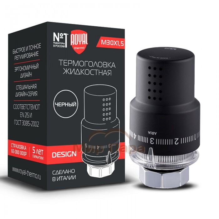 Головка термостатическая Royal Thermo Design М30х1,5 (черный)