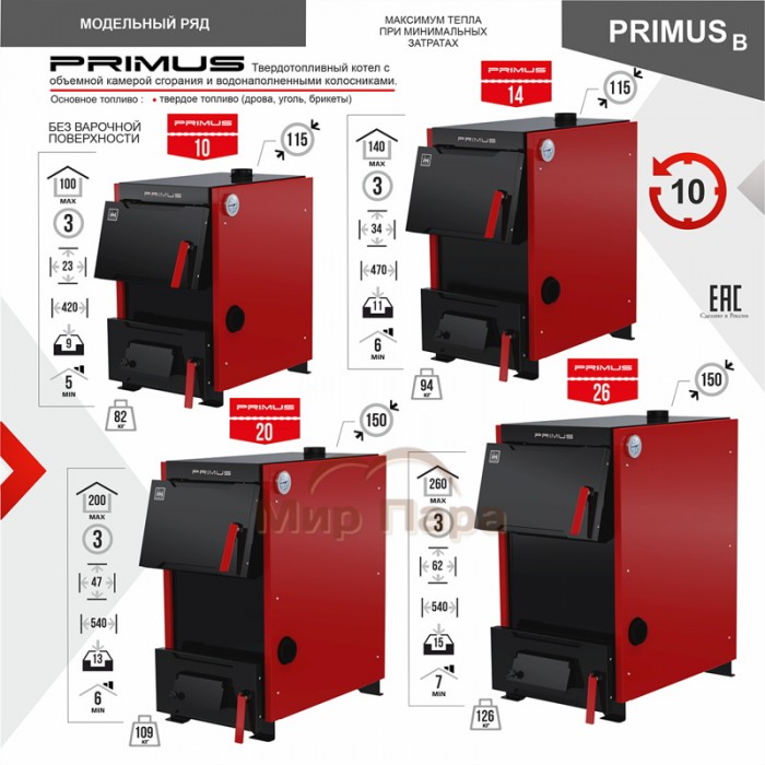 Котел твердотопливный PRIMUS B 14 кВт