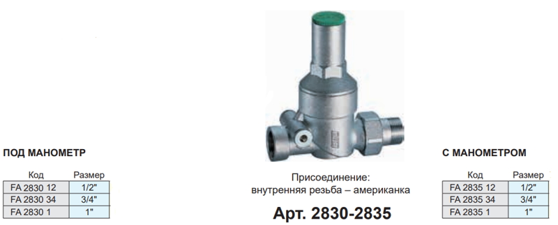 Редуктор хром. 1/2" (ВР-НР), без манометра FAR FA 2830 12, характеристики