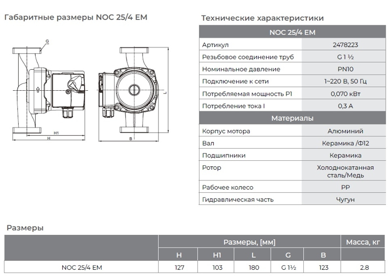 Насос циркуляционный WILO NOC 25/4 купить в Минске — MIR-PARA